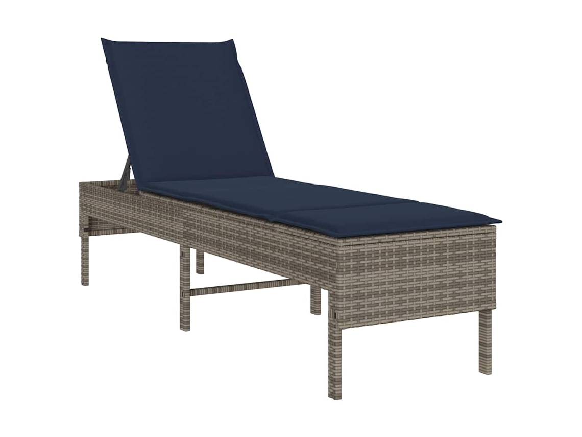 Espreguiçadeira com Almofadão 55x200x44 cm Vime Cinzento MAISON EXCLUSIVE