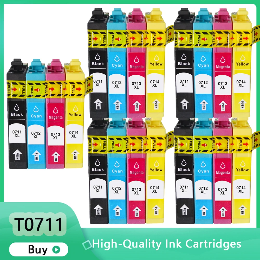 Conjunto De 5 Peças Nº T0711 T0712 T0713 T0714 Para Impressoras Epson Stylus Dx6050 Dx7400 Dx7450 Dx8400 Dx8450 Dx9400 Dx9400f