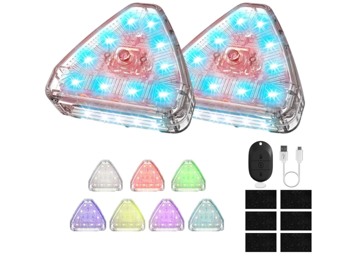 Luzes Estroboscópicas Led Sem Fio De Alto Brilho Com Controle Remoto - Iluminação Anticolisão Para Passeios Noturnos, 7 Cores - Adequado Par