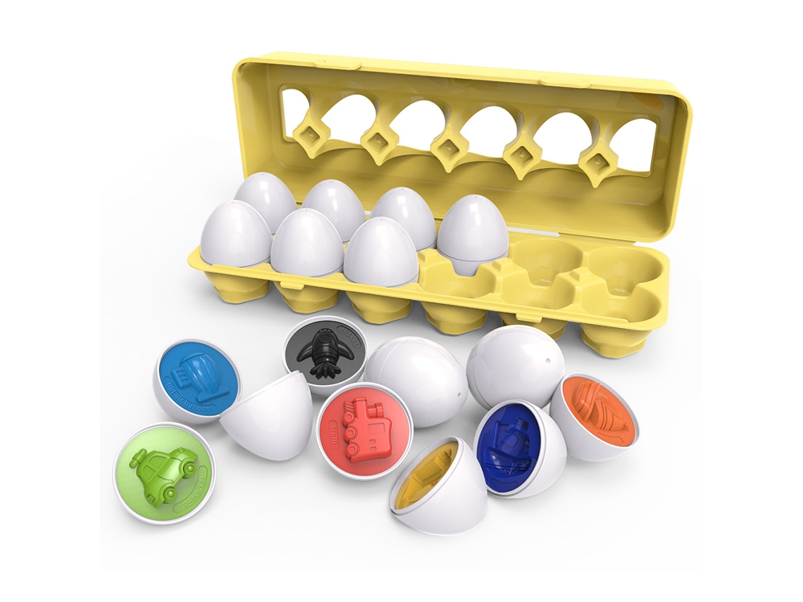 12 Ovos De Combinação Com Formas De Veículos Brinquedo Educativo Para Motricidade Fina Infantil