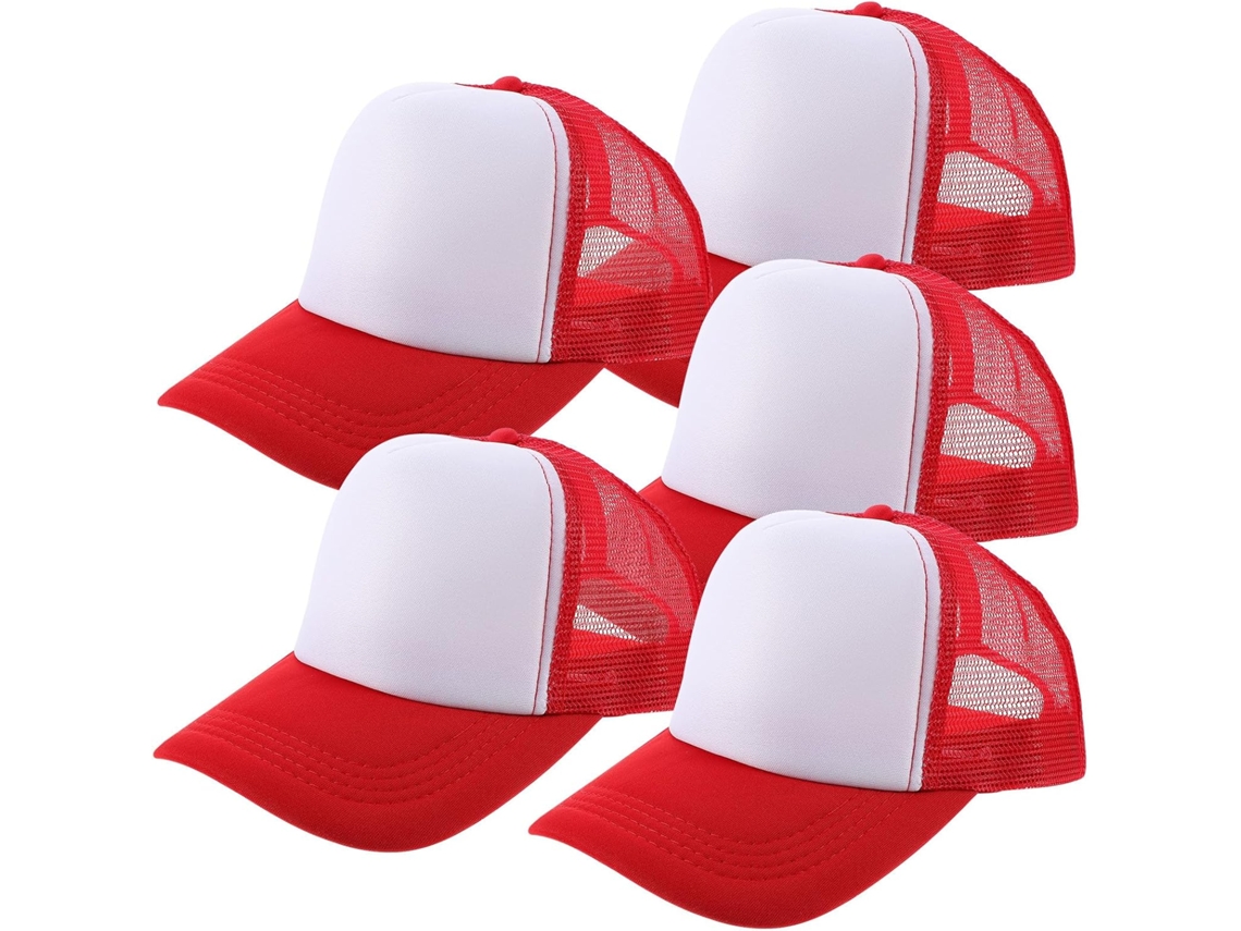 Bonés De Beisebol Leves Ciieeo, Pacote Com 5 Unidades, Vermelhos, Poliéster Respirável, Para Sublimação.