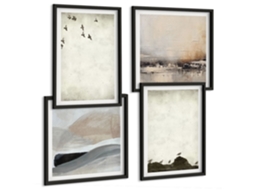 Quadros Decorativos Para Parede Motivos Suaves De Plantas Moldura Preta Imagens Para Um Quarto Infantil Espelharte (conjunto De 4 Imagens)