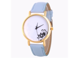 Relógio de Quartzo com Pulseira de Couro Simples e Elegante para Decoração (azul Claro)
