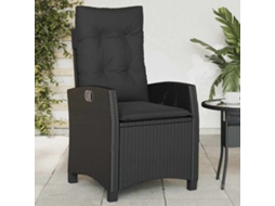 Vidaxl Cadeira De Jardim Reclinável C/ Almofadões Vime Pe Preto