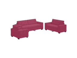 Conjunto 3 Conjunto De Sofás Vidaxl Vermelho Veludo (221 X 80 X 80 Cm)