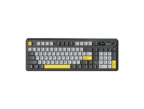Teclado mecânico para jogos AJAZZ AK980 teclado de escritório três eixos V2 três modos RGB display roxo branco azul