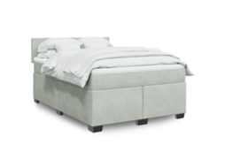 Vidaxl Cama Com Molas/colchão 140x200 Cm Veludo Cinzento-claro
