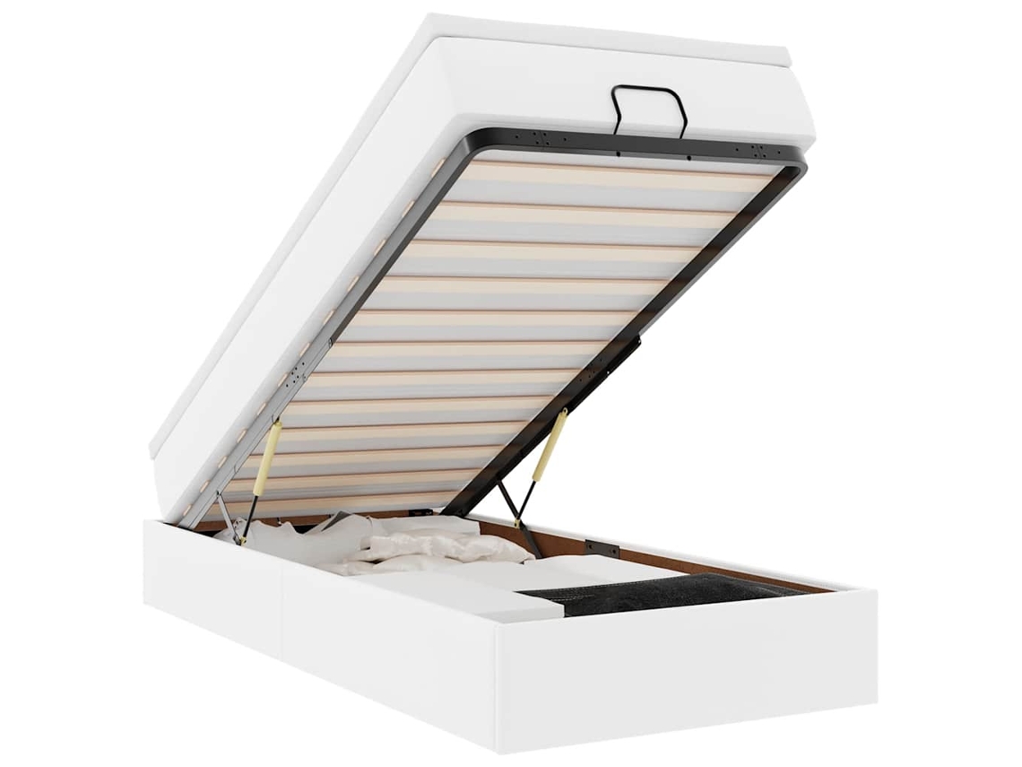 Estrutura de Cama Otomana em Couro Falso Branco MAISON EXCLUSIVE com Colchão