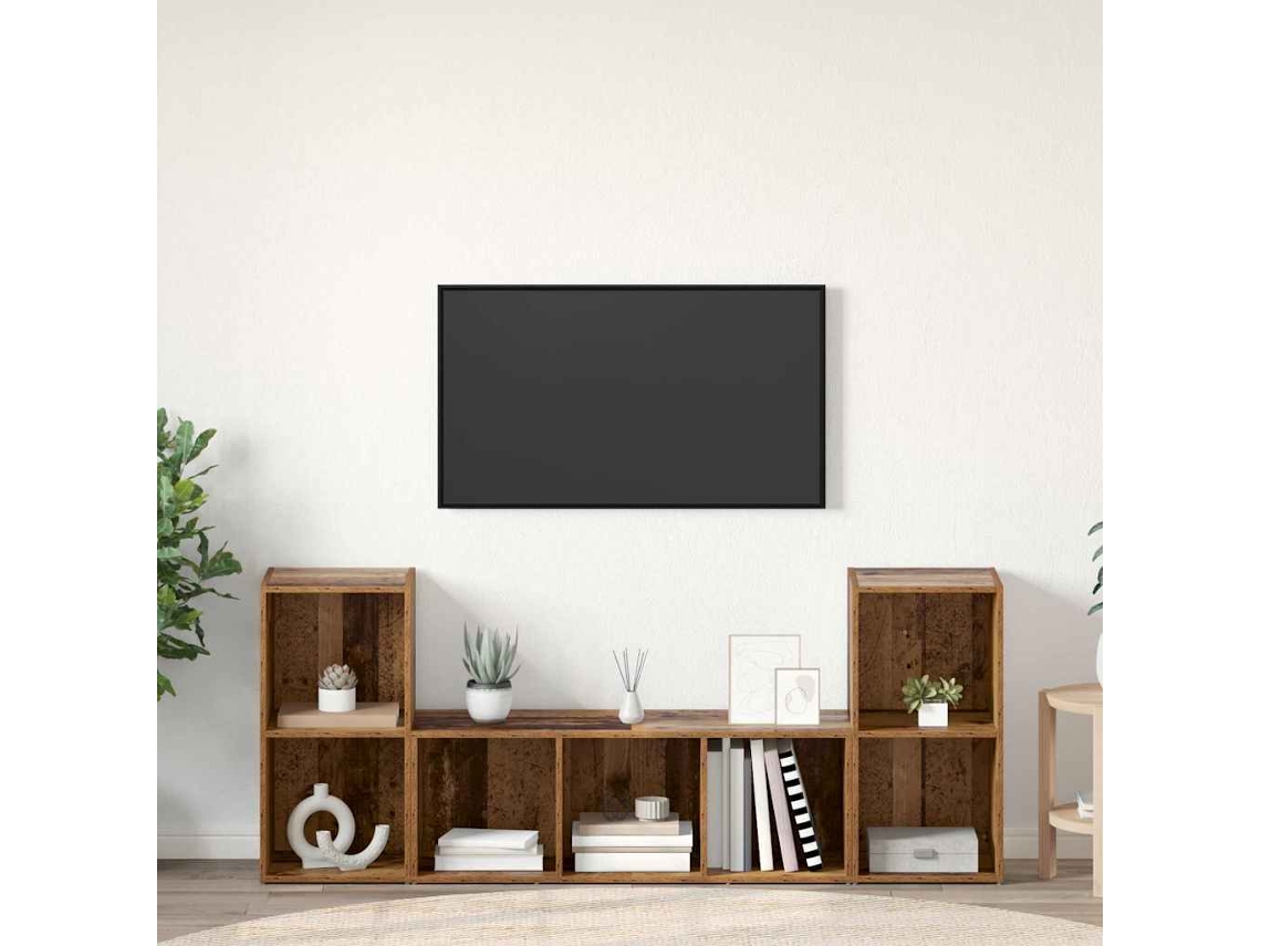 Conjunto De Móvel De Tv 3 Pcs Castanho Madeira Processada