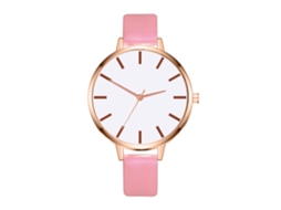 Relógio de Pulso Feminino Zhoulianfa de Quartzo Pulseira Pu Estilo Casual Rosa