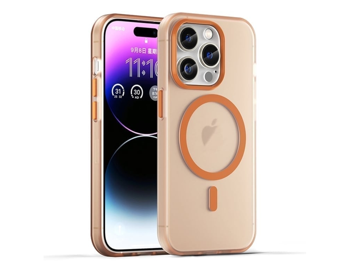 Capa Híbrida Translúcida Para Iphone 16 Pro - Tpu E Pc Com Magsafe | Fosca - Laranja