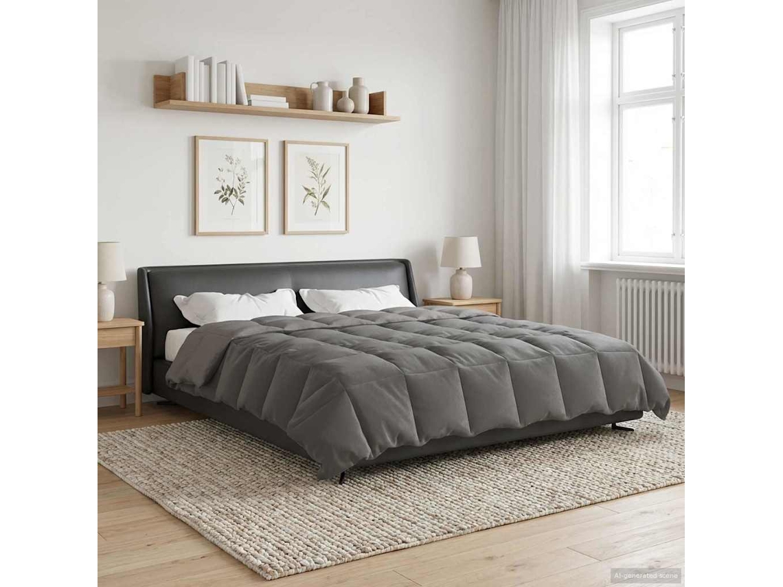 Vidaxl Edredom De Inverno Cinzento-claro 200 X 240 Cm Microfibra