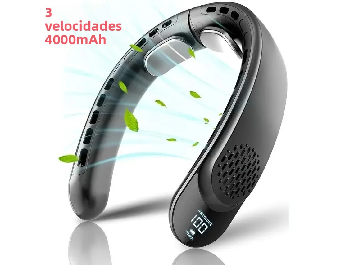 Ventilador USB MDUG para pescoço, processador quad core, sem ventosa, bateria de 4000 mAh
