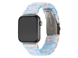 Pulseira transparente de resina cerâmica para relógios Huawei, Apple, Samsung, iWatch 10e e Galaxy Watch 7, azul claro.