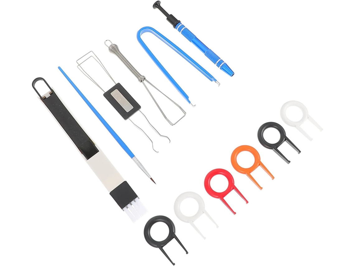 Kit Prático Para Remoção De Teclas Teclados Mecânicos Com Escova Limpeza E Pinça Sujeira Acessórios Essenciais Laptops