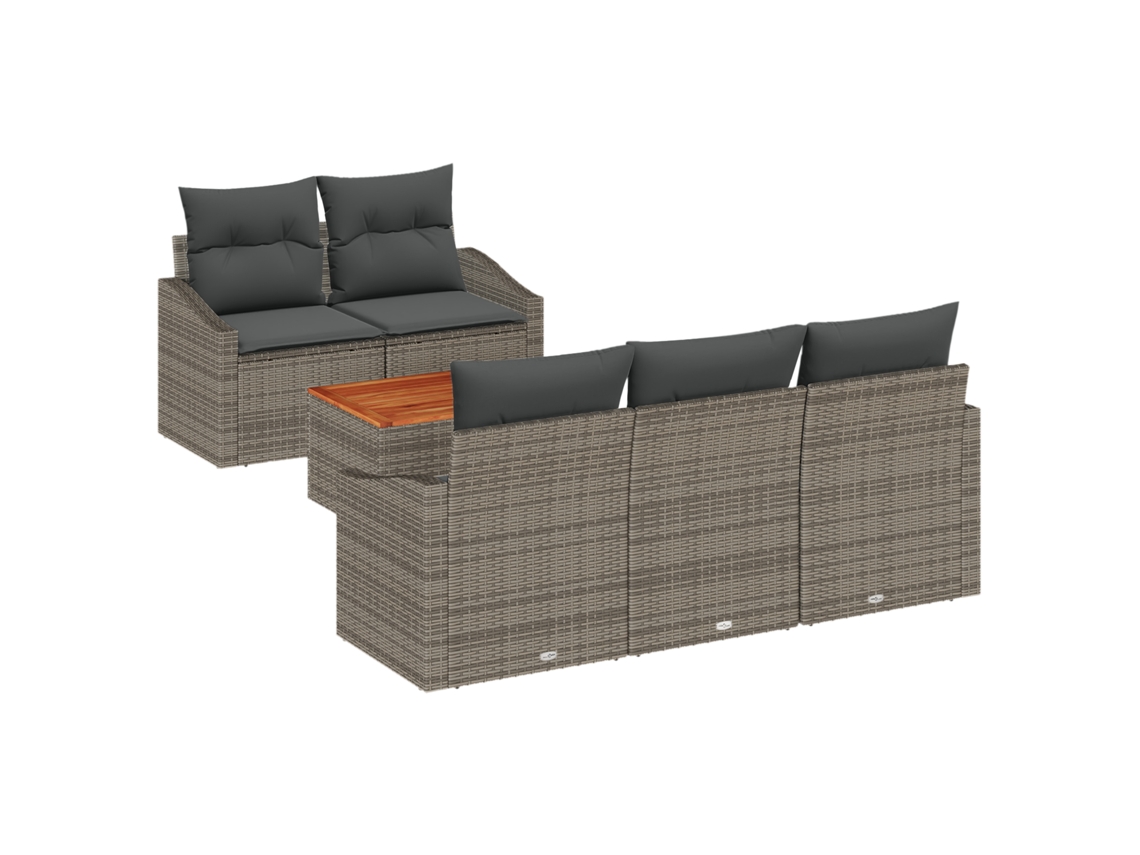 Conjunto 6 Conjunto De Sofá De Jardim Vidaxl Cinzento Vime Pe (55 X 55 X 37 Cm)