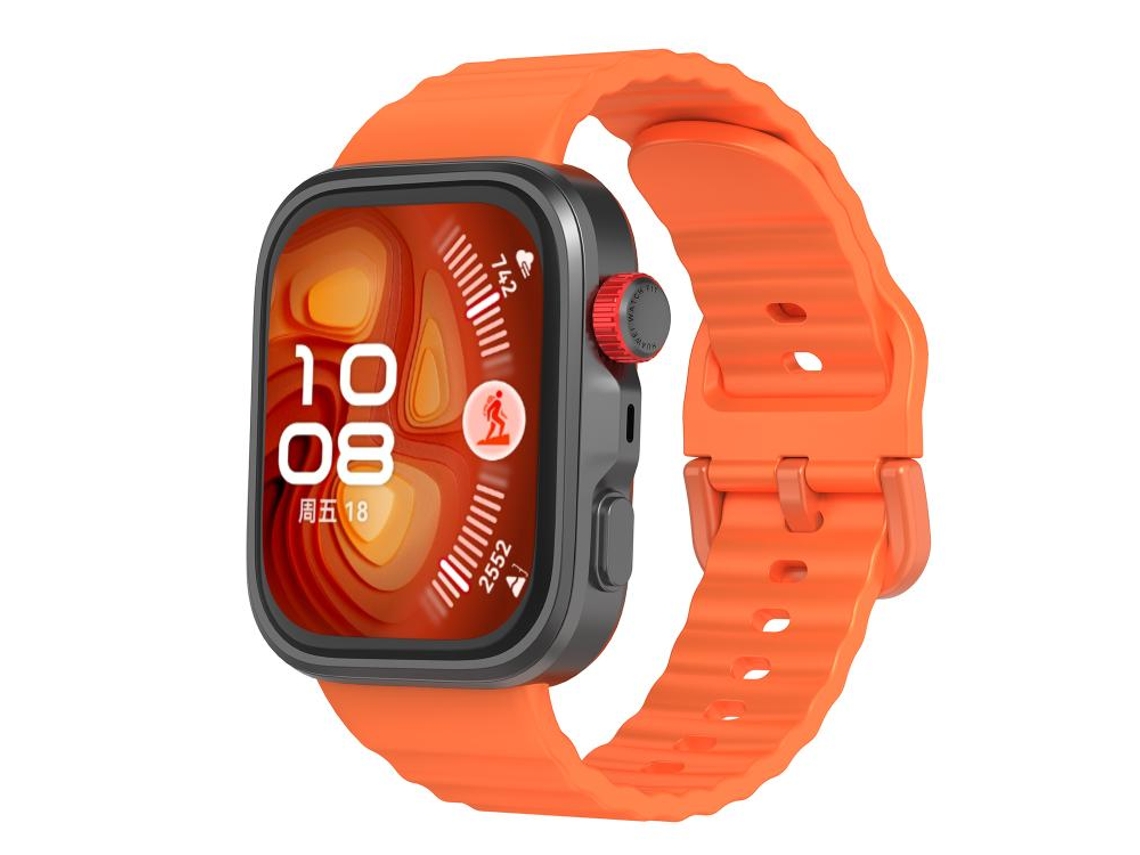 Bracelete para Huawei Watch Fit 4 Pro / Fit 4 / Fit 3 Silicone com Textura Ondulada e Cor Sólida Laranja XIAOMOYU