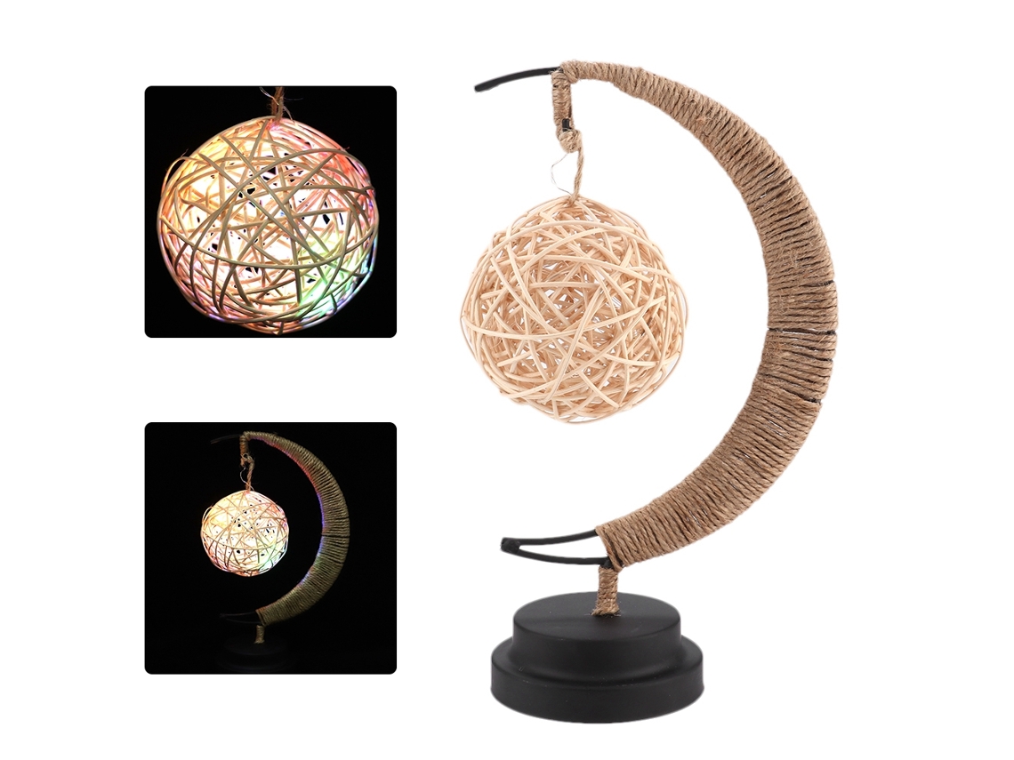Luz Noturna Lua com Led Arte de Ferro Decoração Sepaktakraw