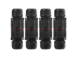 Conjunto De 4 Conectores À Prova D'água 3 Pinos(1 Entrada, 1 Saída) Para Iluminação Led Externa De Ruas E Jardins(ip68)