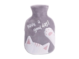 Bolsa De Água Quente Com Capa De Veludo Macio Padrão De Gato 350 Ml AQUAFORGE
