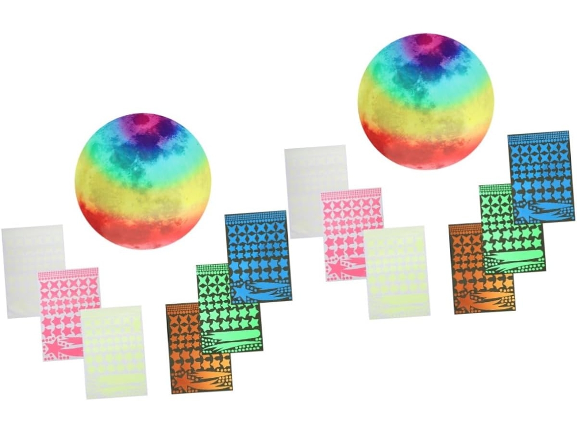 2 Conjuntos De Adesivos De Parede Luminosos Para Decoração De Quarto E Lua Fluorescente.