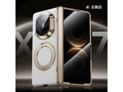 Capa Protetora Branca Para Celular Huawei Mate X7 Com Suporte Giratório Integrado.