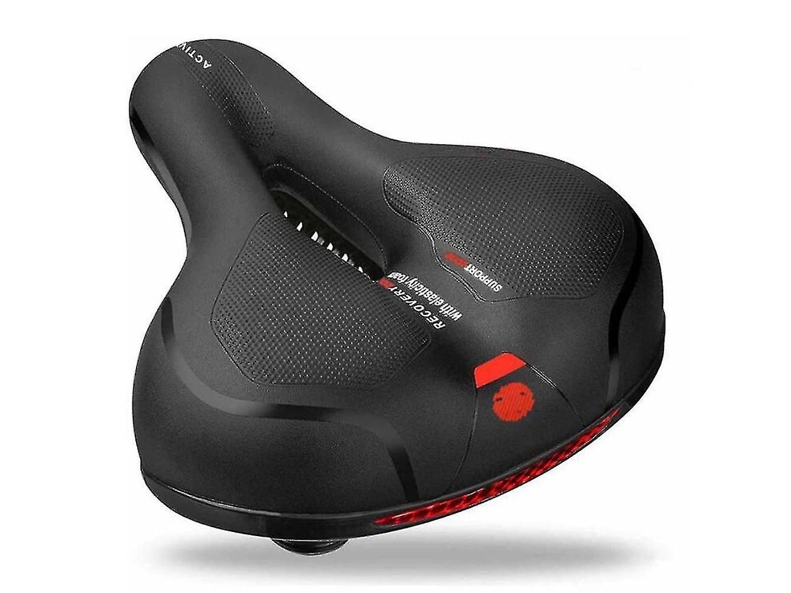 Selim De Bicicleta Largo E Acolchoado Com Gel, Confortável E Reforçado (preto E Vermelho)