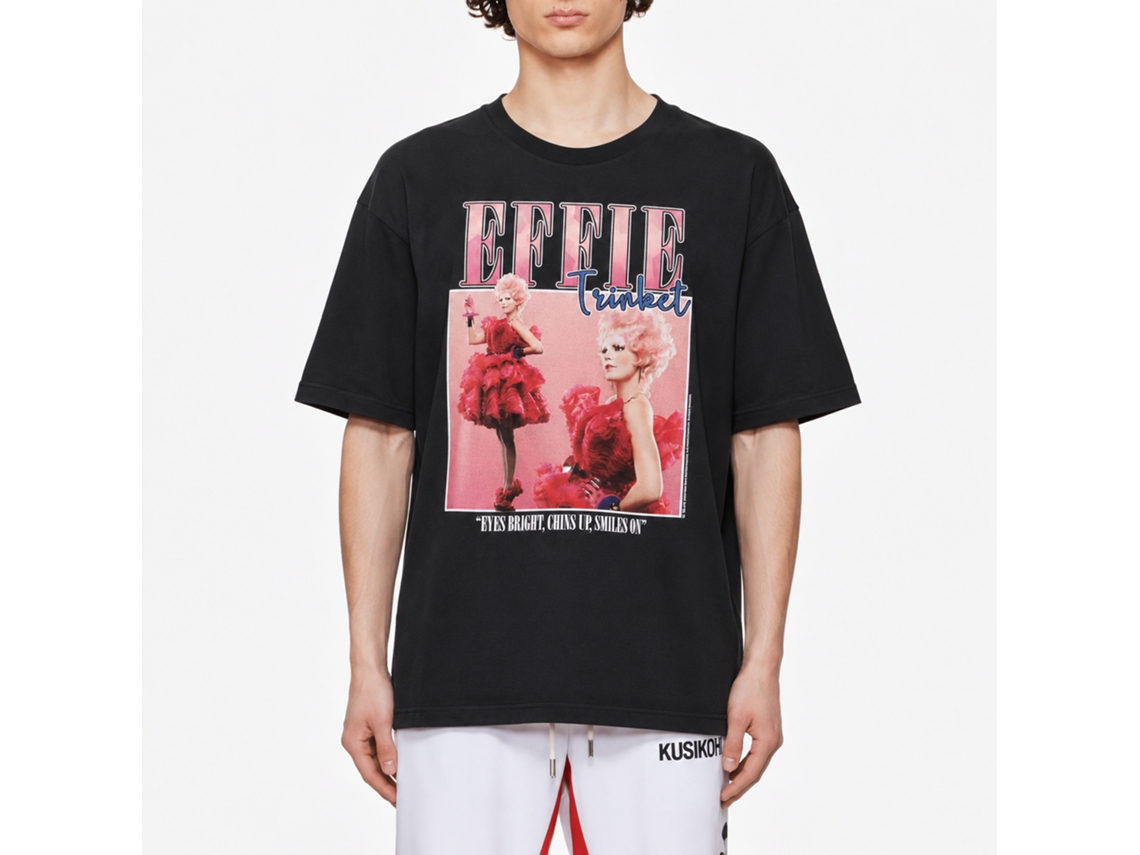 Rockinstone Hunger Games Movie Effie Trinket Square Black Adult T-shirt Size:xxxl