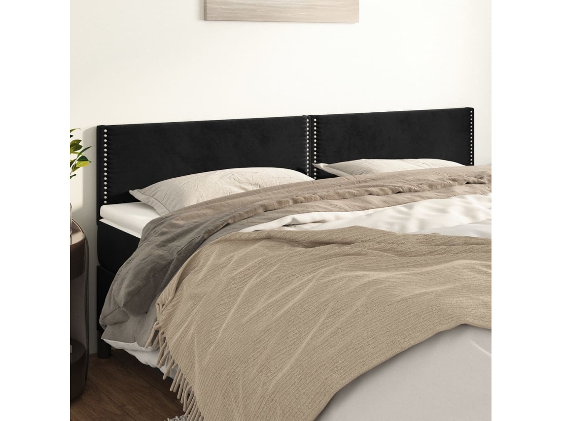 Vidaxl Cabeceiras Preto 200x5x78/88 Cm Veludo