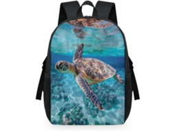 Mochila MARCA com estampa de tartaruga marinha para crianças 32,5x15x44,9cm tecido malha
