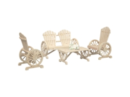 Conjunto de 4 peças de sala de estar de madeira feita de abeto Maciça Dkd Home Decor