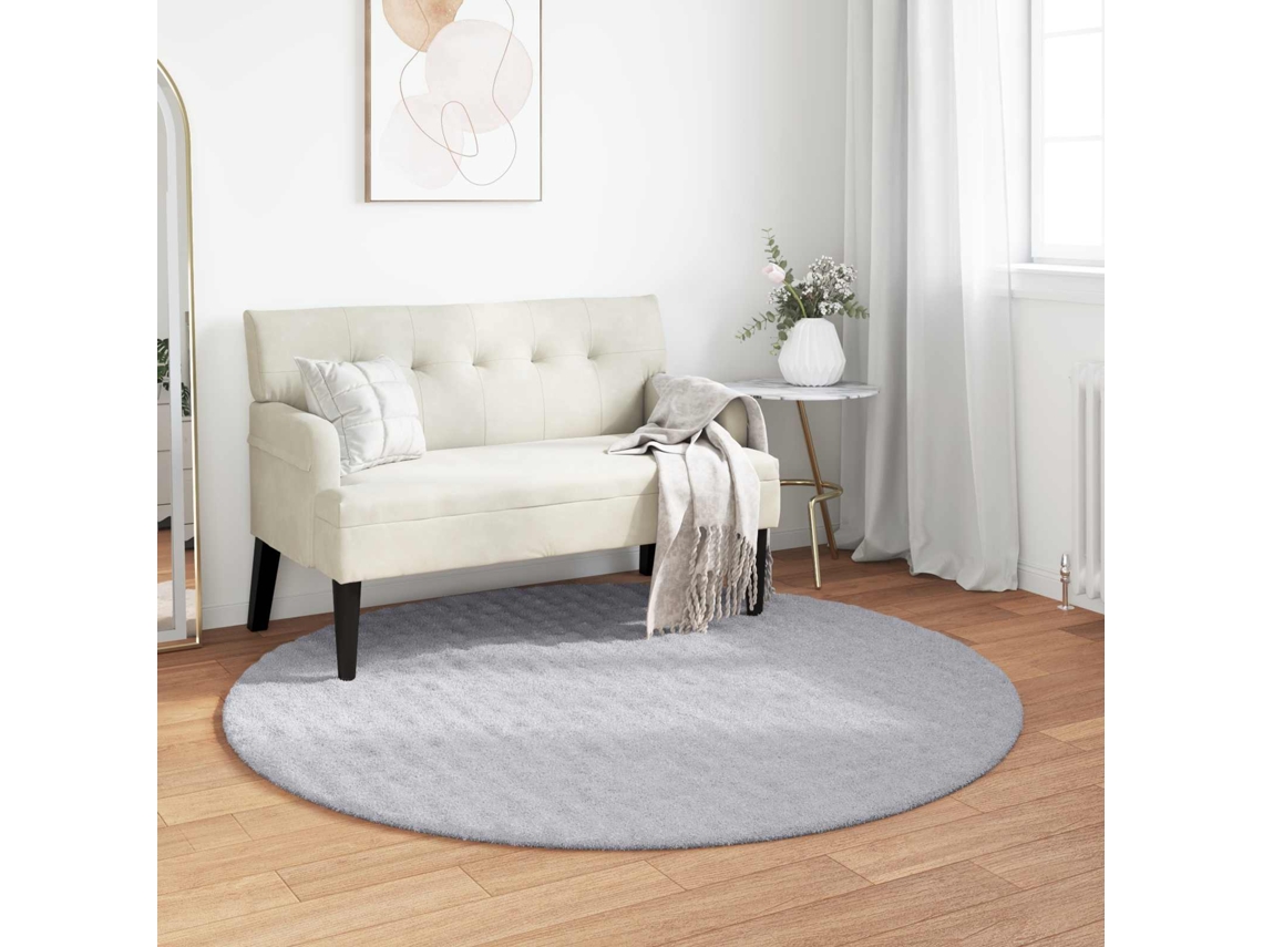 Vidaxl Tapetes De Área Redondo Sirolo Cinzento Ø 160 Cm Poliéster