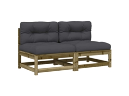 Maison Exclusive - Sofás Sem Braços P/ Jardim 2 Pcs C/ Almofadões Pinho Impregnado