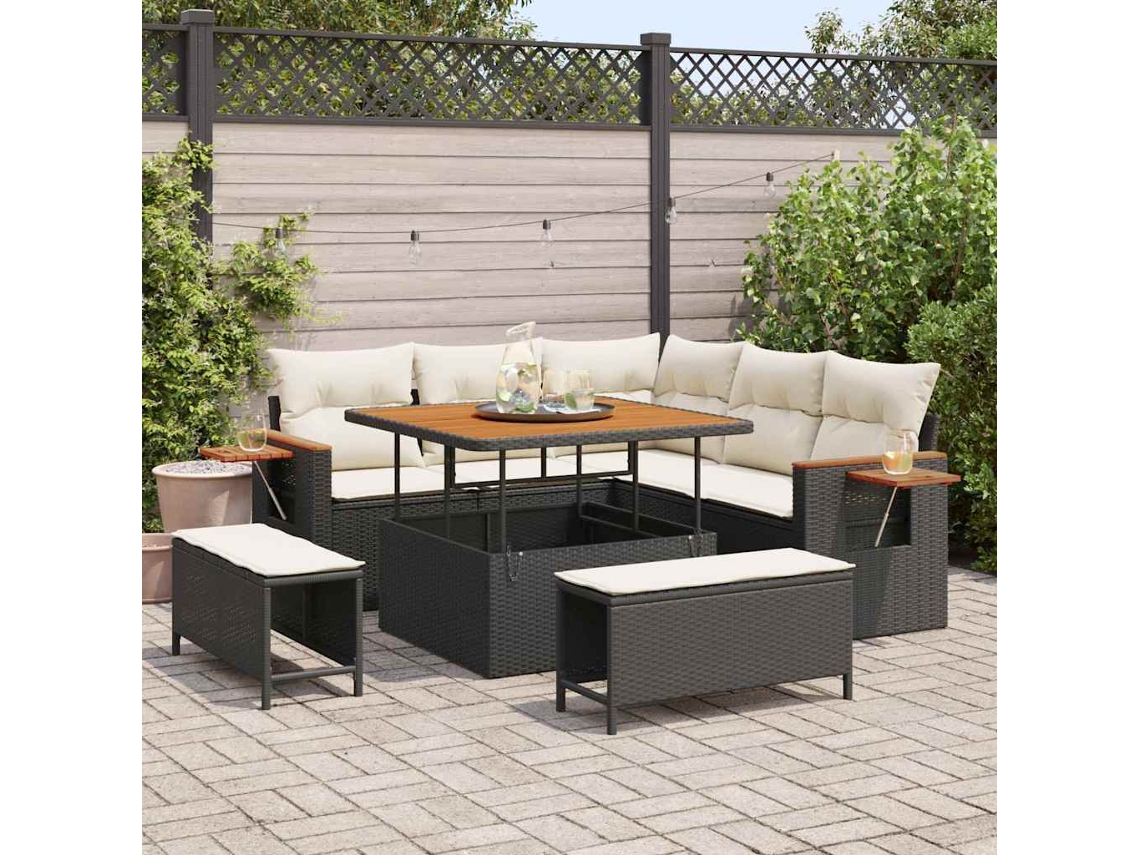 Vidaxl Conjunto De Sofá De Jardim 9 Unid. 8-número De Lugares