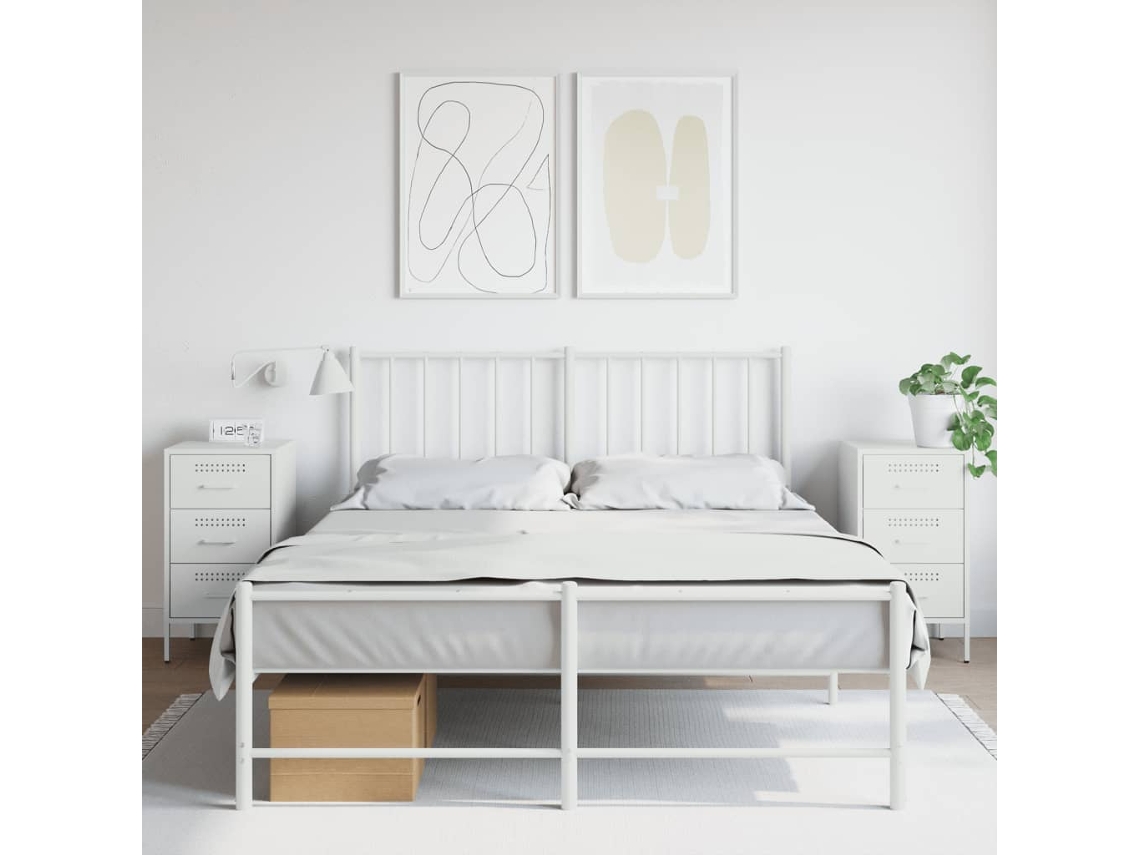 Vidaxl Mesas De Cabeceira 2 Pcs 36x39x68 Cm Aço Branco