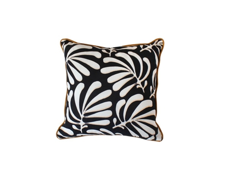 Coussin Quadrado Removível Design Abstrato Preto 40x40 Cm