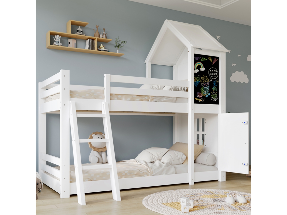 Beliche Infantil 90x200 Com Lousa E Escada Branca