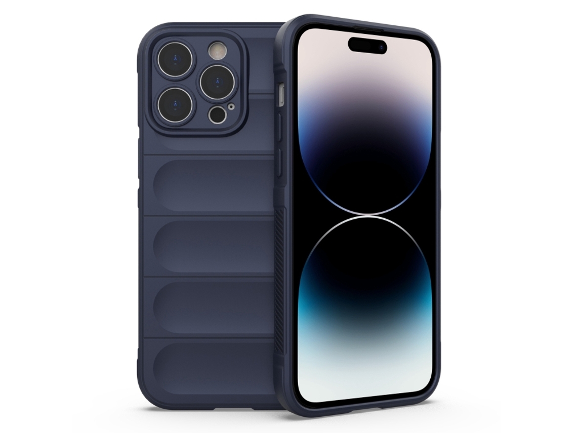 Capa Halinuia Para Iphone 14 Pro Max Magic Shield Tpu Azul Escuro (proteção Integral, Interior Em Flanela)