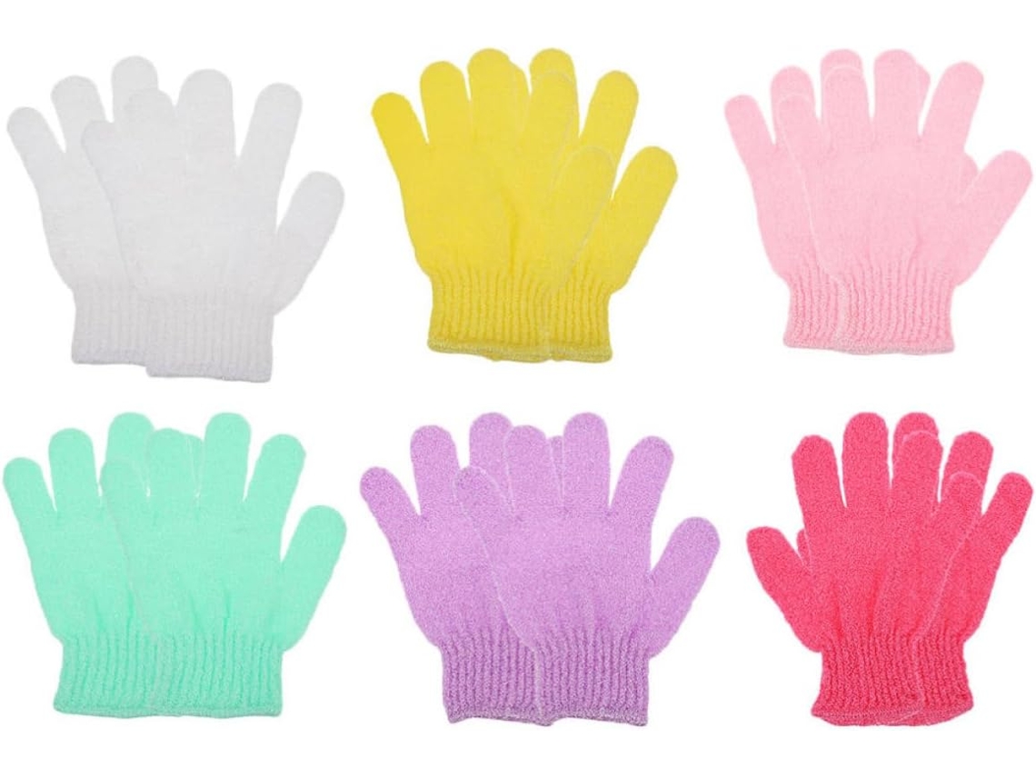 Conjunto de 12 esponjas esfoliantes de nylon, altamente flexíveis e elásticas.