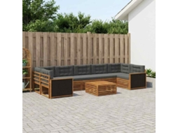 Vidaxl Conjunto De Sofás Para Exterior 8 Pcs Natural E Antracite