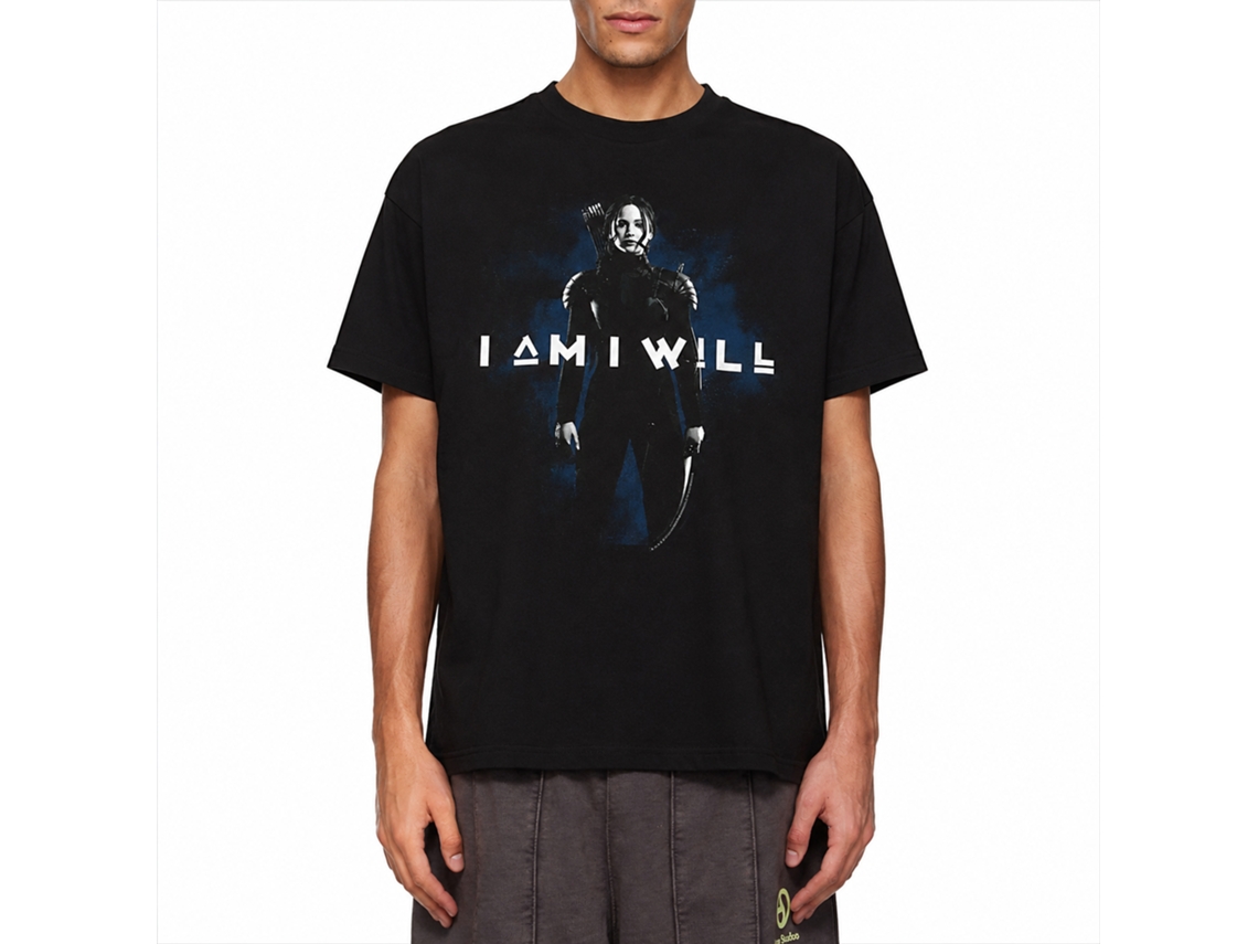 Rockinstone Hunger Games Movie I Am I Will Black Adult T-shirt Size:xxl