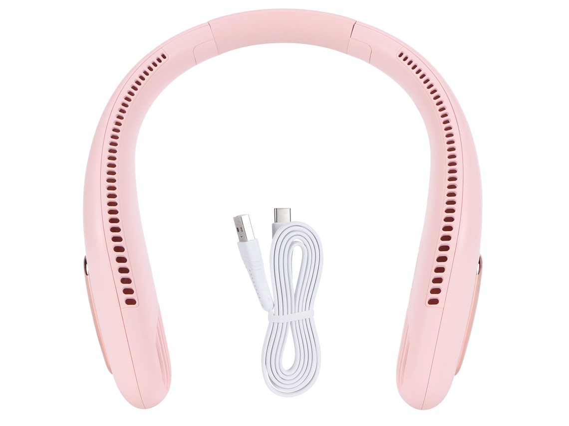 Ventilador Portátil de Pescoço 3 Velocidades Rosa