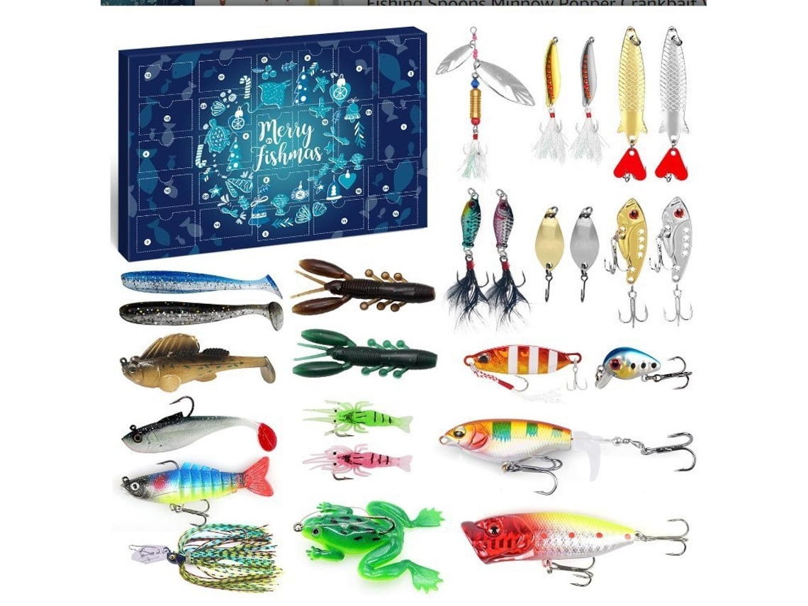 Calendário Do Advento De Natal, Calendário Do Advento De Equipamentos De Pesca, Presentes De Pesca (colorido)
