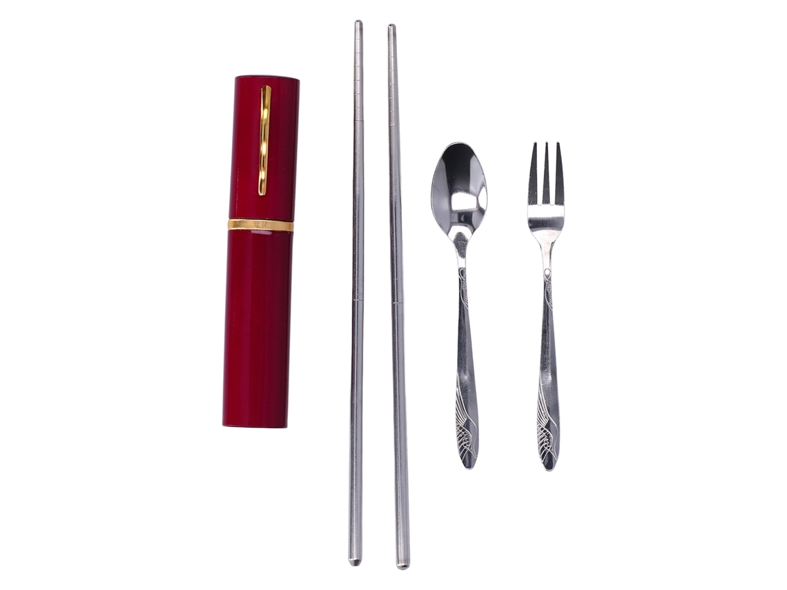 Conjunto De Talheres Portátil Reutilizável Lindo Prático Para Viagem E Camping