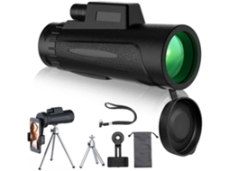 Monóculo ENZONS 80 X 200 Hd de Alta Potência com Suporte para Smartphone e Tripé À Prova D'Água para Observação de Pássaros Acampamento,-Preto