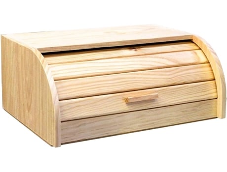 Caixa de pão de madeira COSHANO com tampa de veneziana Cesta dobrável, recipiente de madeira para alimentos com tampa deslizante. (35x25x15cm)