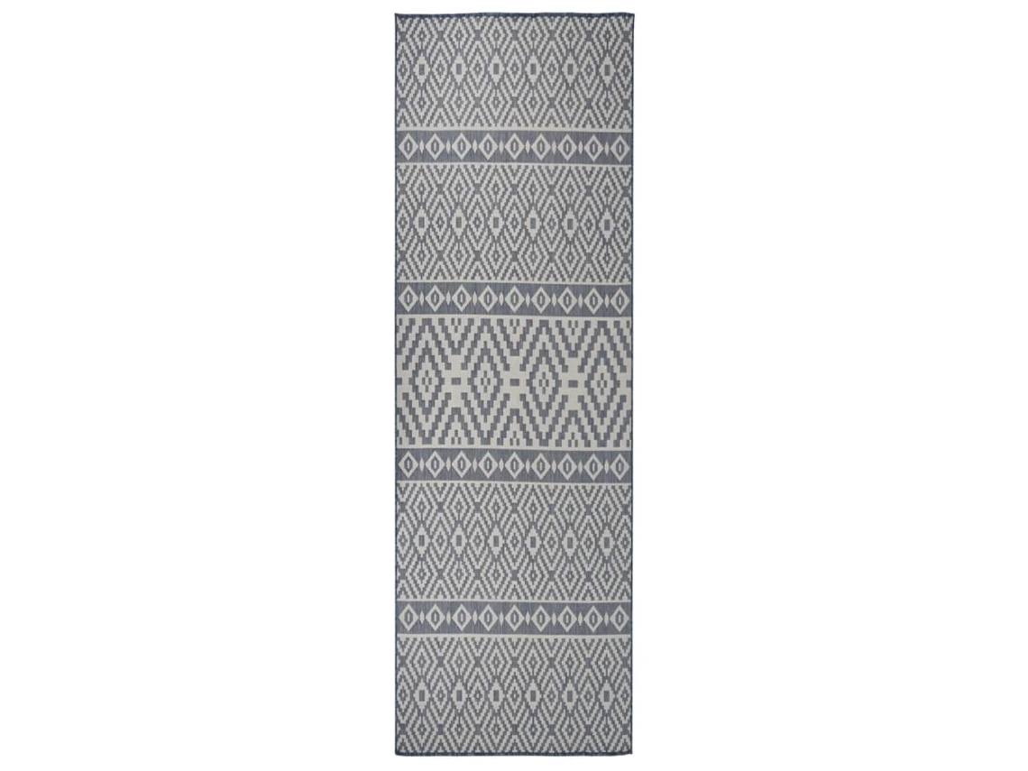 Vidaxl Tapete De Tecido Plano Para Exterior 80x250 Cm Riscas Azuis