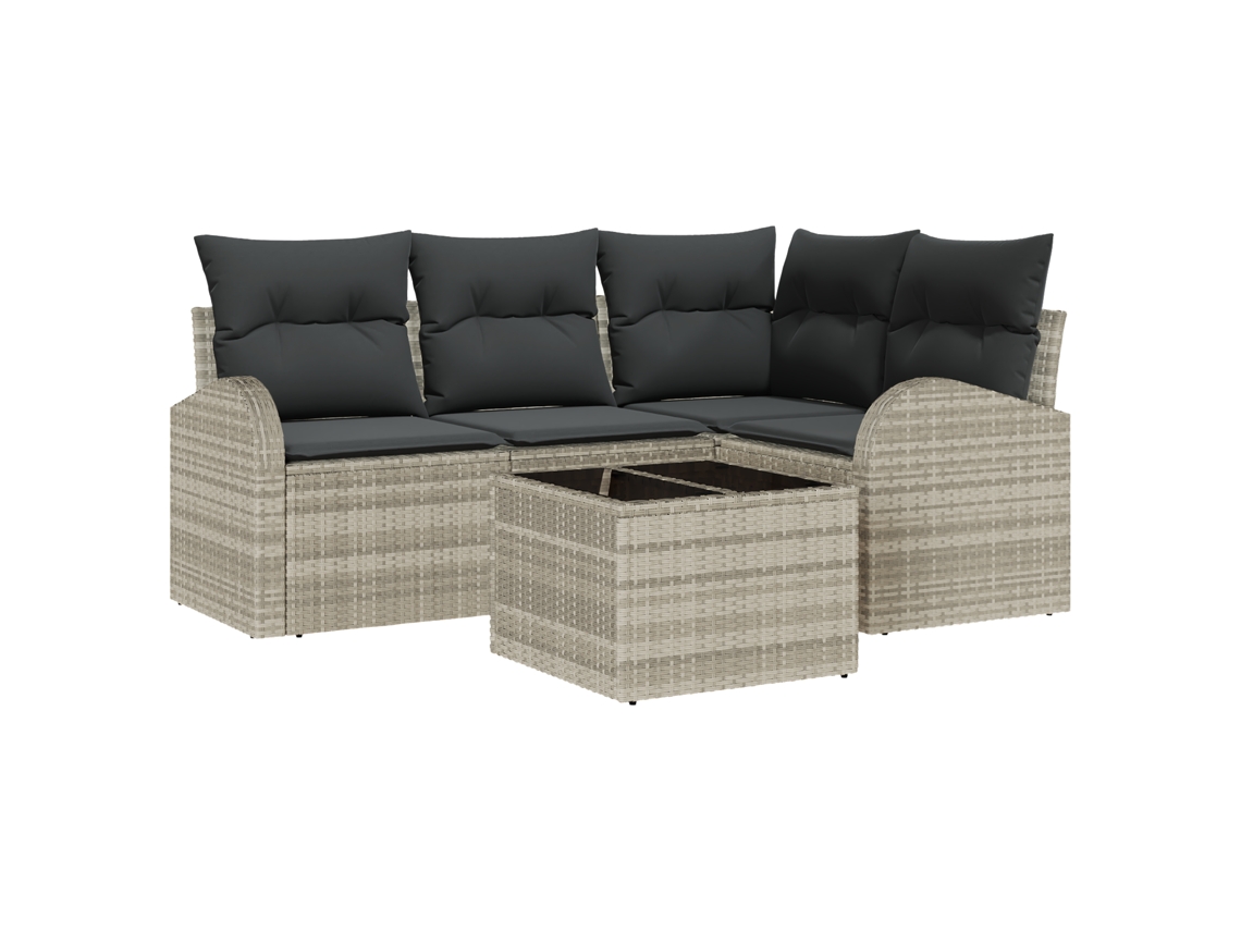 Conjunto 5 Sofá De Jardim Vidaxl Cinzento-claro Vime Pe (55 X 55 X 37 Cm)