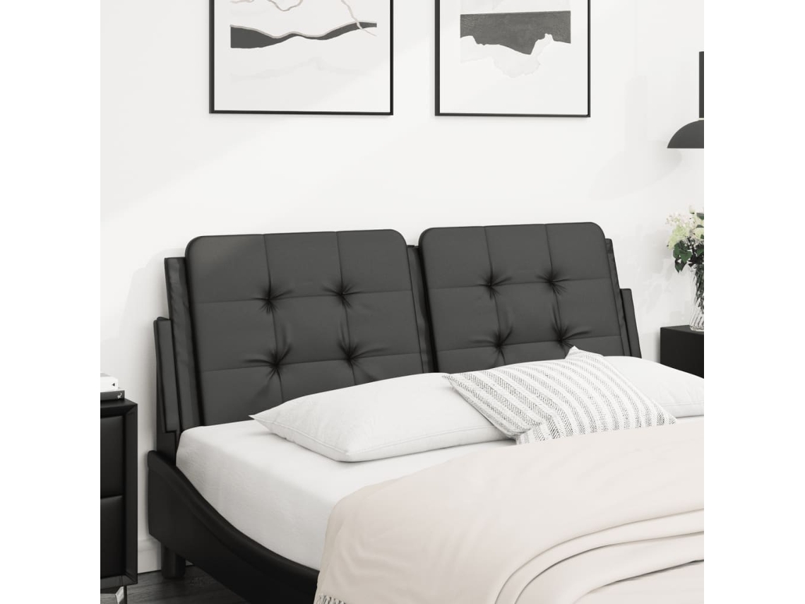 Vidaxl Almofadão De Cabeceira Zadar 140 Cm Couro Artificial Preto