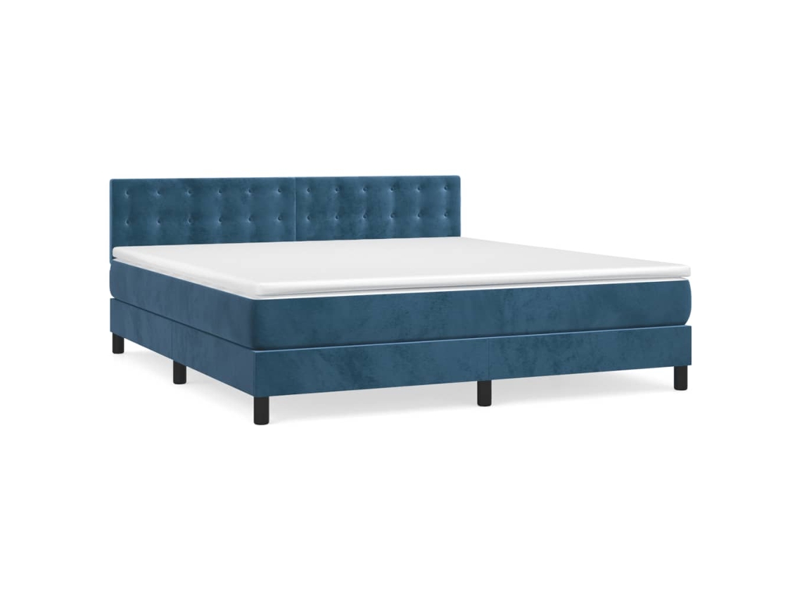 Cama com Molas/colchão 160x200 Cm Veludo Azul escuro MAISON EXCLUSIVE